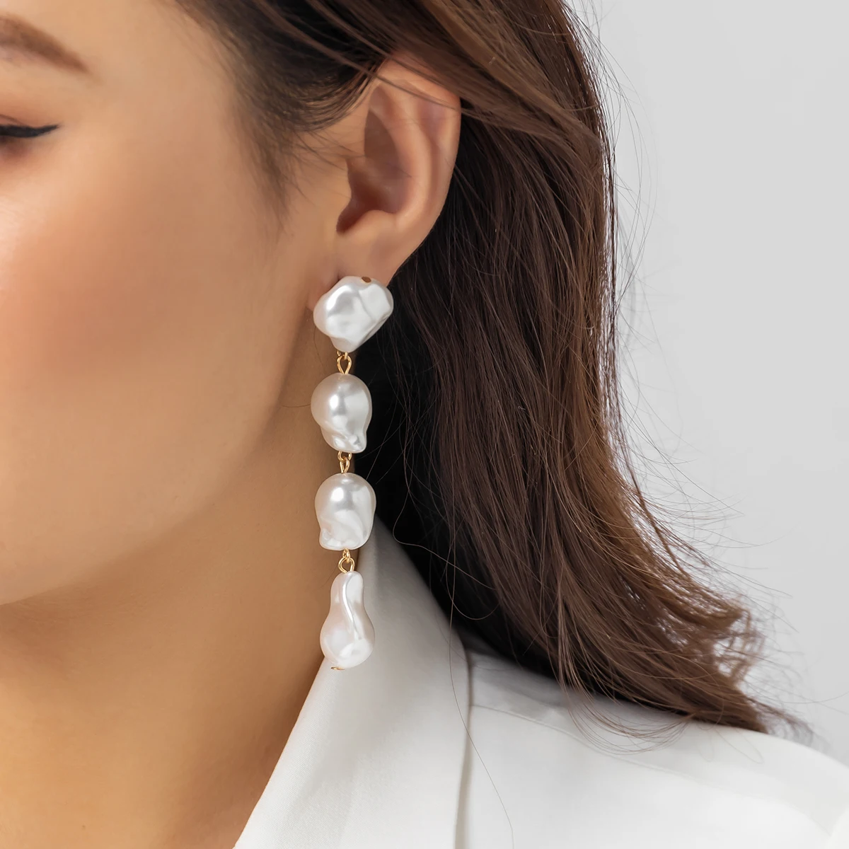 

Lacteo Irregular Imitation Pearl Beads Pendant Earrings Long Charm Trendy Drop Earrings for Women Jewelry Party Summer Wedding