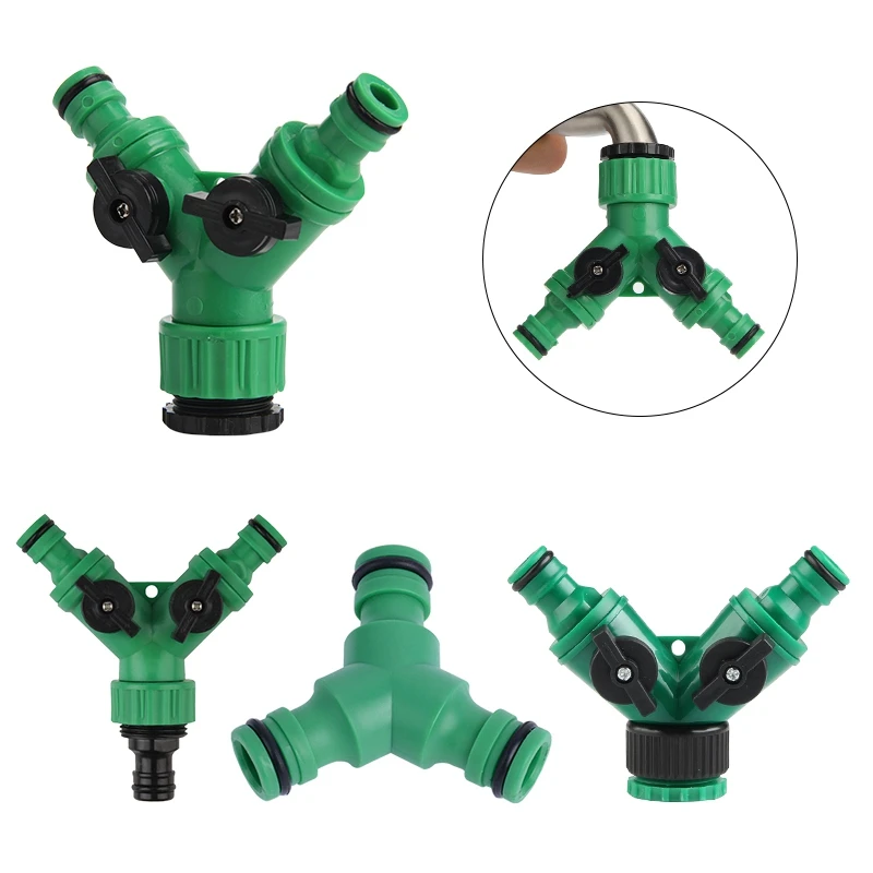 

Garden Y Connector 2-Way Tap Water Splitter Hose 1/2" 3/4" Tape Quick Coupling Drip Irrigation System Water Controller Valve