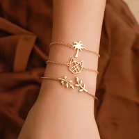 women bracelet set women fashion jewelry coconut tree leaves cutout cat bracelet korean fashion accessories women birthday gift