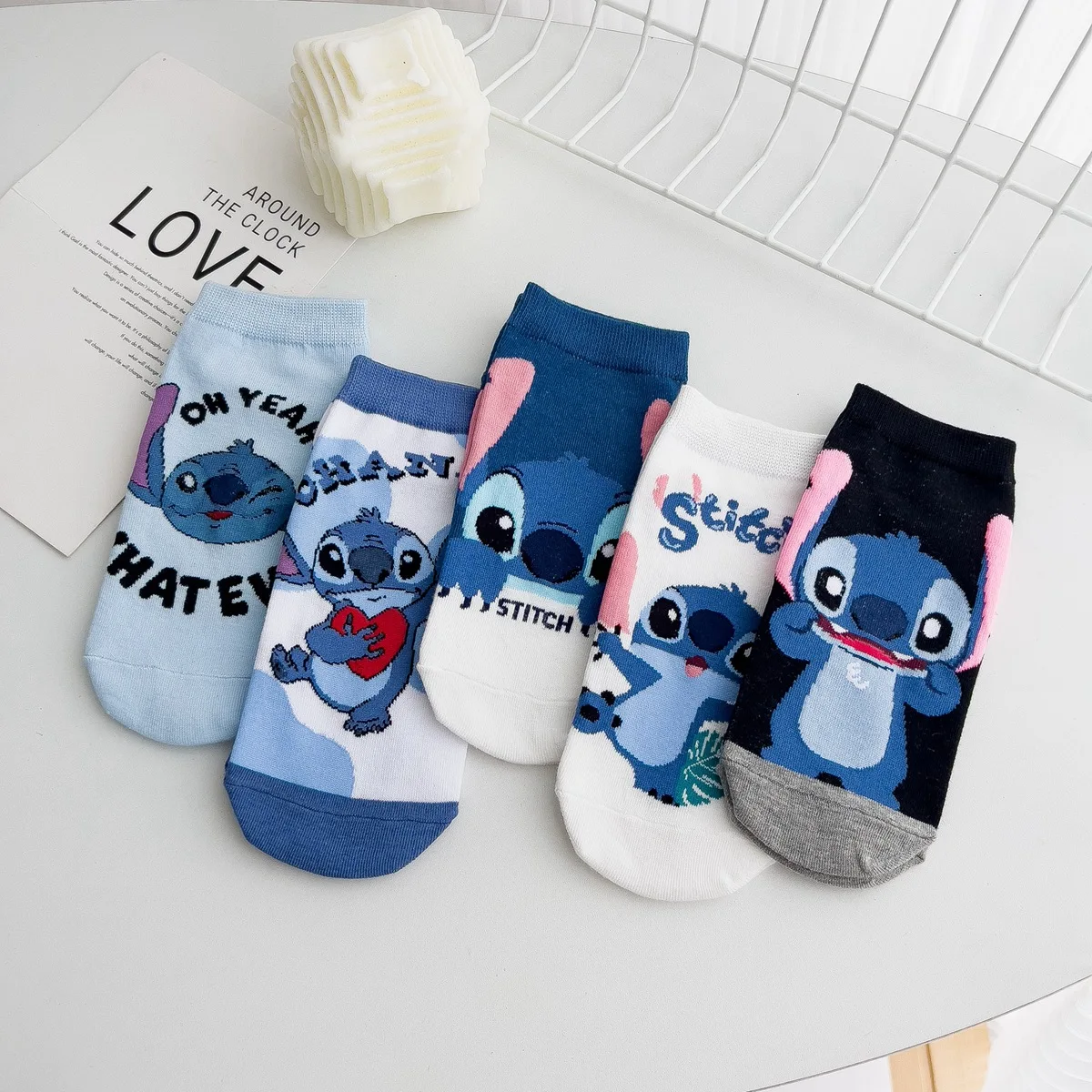 

Летние японские носки Disney с мультяшным принтом, милые хлопковые носки Лило и Ститч для девочек, все размеры, оптовая продажа для мужчин и женщин