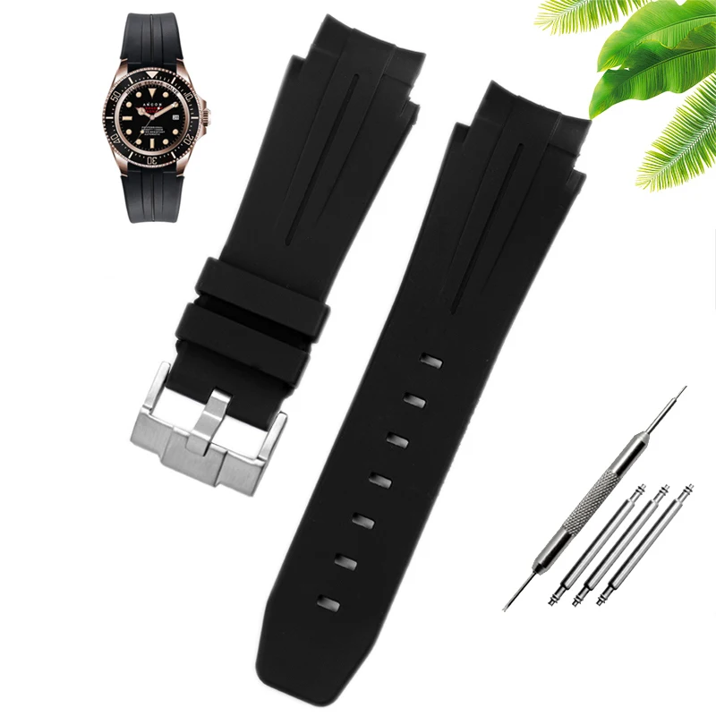 Rubber Silicone Watchband Fit For Submariner Daytona DEEPSEA Oysterflex Rolex 20mm 21mm 22mm Watch Strap GMT