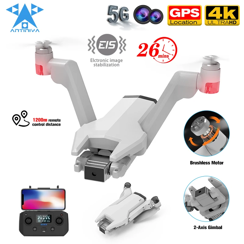 

ANTINIYA GPS Drone 4k 6K Profesional 2AXIS Gimbal Camera Brushless Motor RC Quadcopter 25 MINS FPV Dron Support SD Card VS M1PRO
