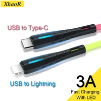3a usb to lightning fast charge cable for iphone 13 12 11 pro max usb to type c data cord for xiaomi samsung phone charging wire