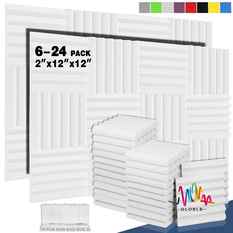 

White Acoustic Foam Panels 6-24 Pcs Soundproofing Foam Sound Absorbing Material Home Studio Sound Proof Wall Panel For Ceiling