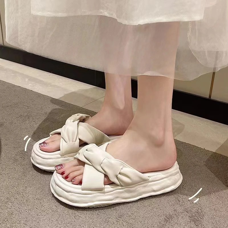 Fairy Style Muffin Thick Sole Cross Slippers France Fashion Summer Women's Beach Shoes Girl Casual Commuter Sandal