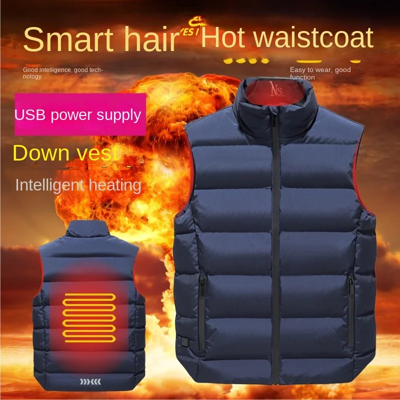 Winter style men's and women's stand collar heating down heating vest electric heating vest USB safe intelligent thermostat R202