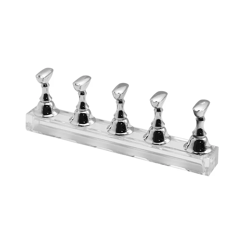 5pcs Magnetic Nail Holder Practice Display Stand Acrylic Crystal Showing Shelf Nail Art Tool 9Colors Nail Polish Display Stand images - 6