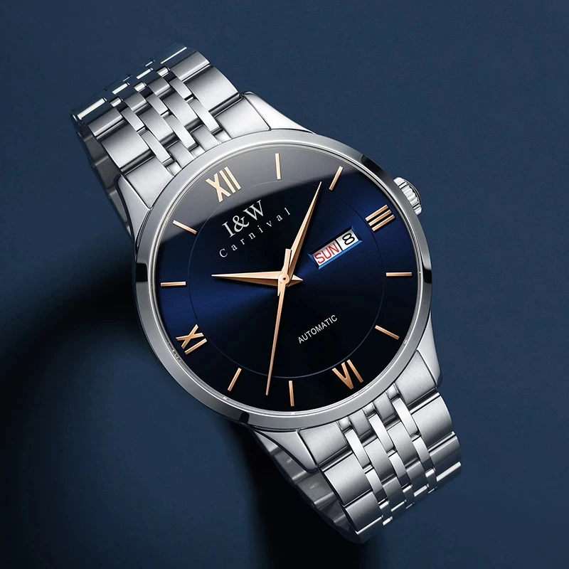 

Carnival Brand Luxury Business Watch Men Fashion Waterproof Sapphire Calendar Automatic Mechanical Wristwatch Relogio Masculino