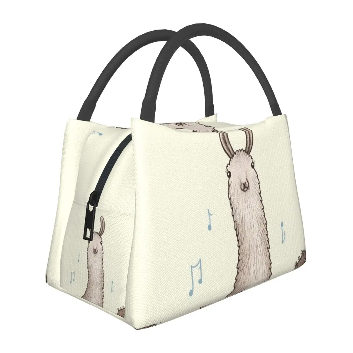 

Banjo Llama Alpaca Lunch Bag Playing Music Kawaii Lunch Box Outdoor Picnic Cooler Bag Waterproof Print Thermal Tote Handbags