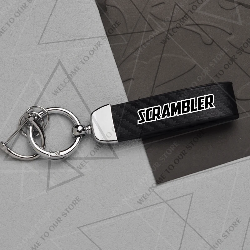 

Новый классический брелок для мотоцикла с логотипом SCRAMBLER Ducati Triumph Royal Enfield из углеродного волокна, держатель для ключей, аксессуары для мотоциклов