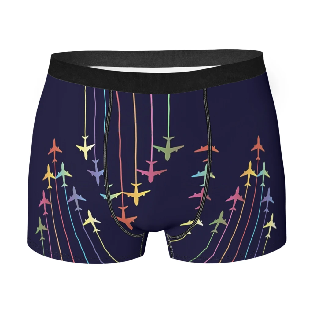 

Colorful Aviation Plane Silhouettes Man's Boxer Briefs Art Breathable Funny Underpants High Quality Print Shorts Gift Idea