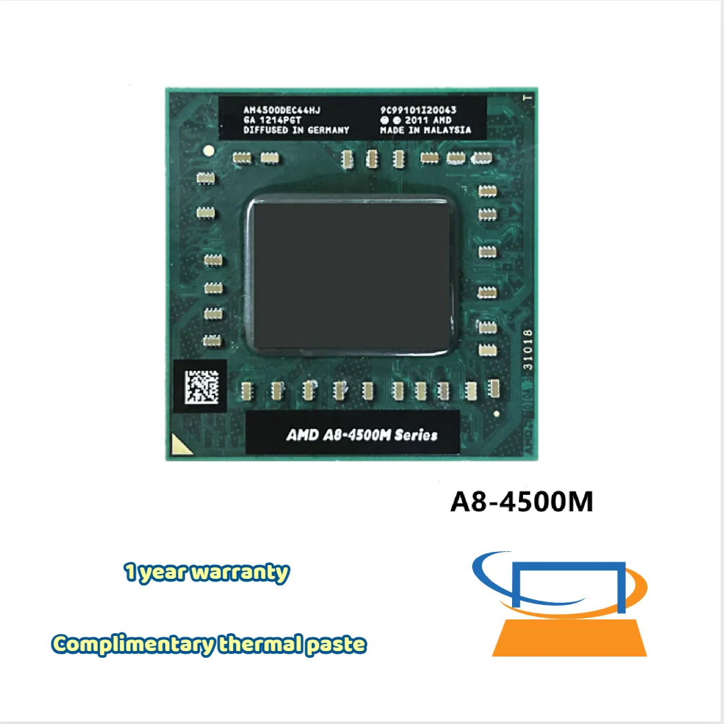

AMD A8-Series A8-4500M A8 4500M 1.9 GHz Quad-Core Quad-Thread CPU Processor AM4500DEC44HJ Socket FS1