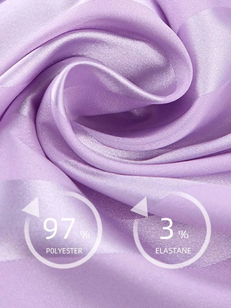 Loose Luxury Women's Purple Stripe Print Pajamas Set Satin Sleepwear 2 Piece Set Casual Female Long Sleeve Pants Suit Loungewear