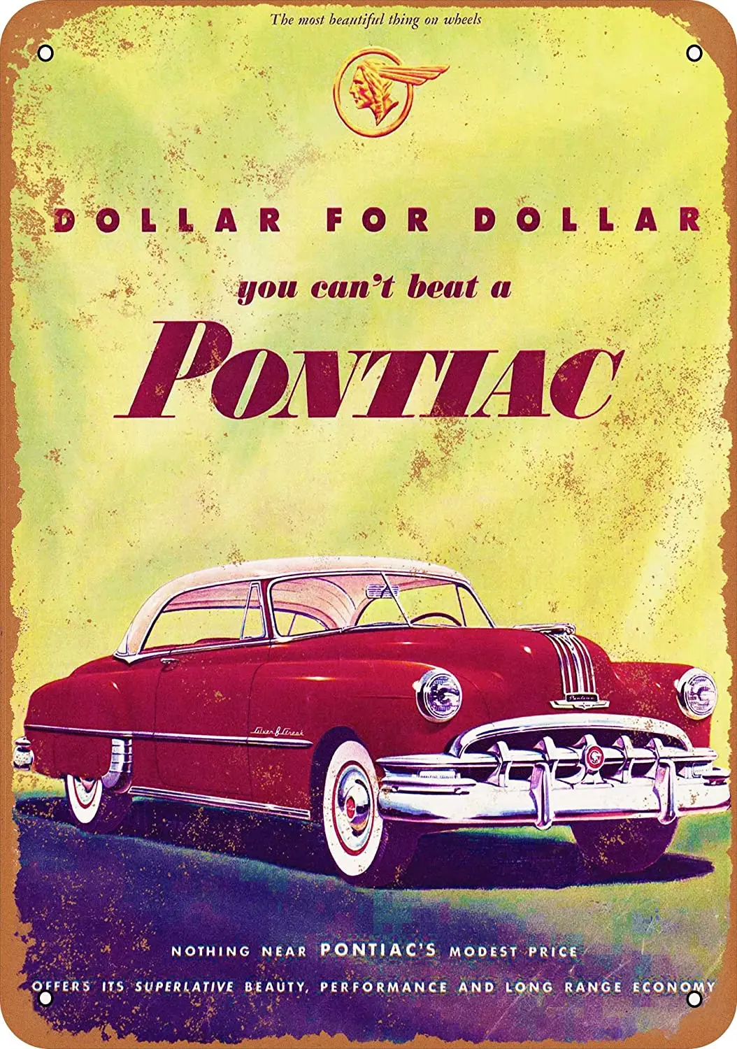 

WallColor 8*12 Metal Sign Pontiac Vintage Look