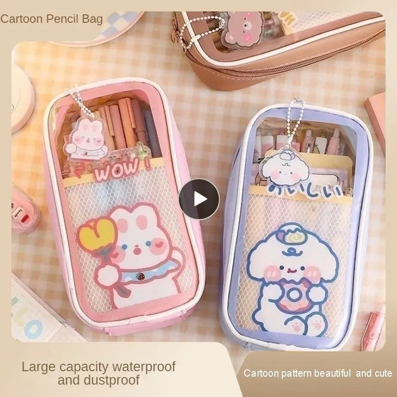 

Pencil Case Waterproof And Dustproof Protective Film Design Large Capacity Stationery Box Pvc Canvas Transparent Pencil Bag