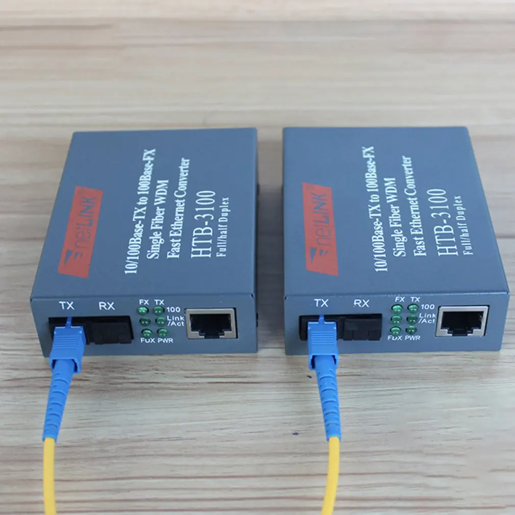 Fiber Optical Media Converter 10/100Mbps Single Mode Single Fiber SC Port External Power Supply Fiber Media Converter