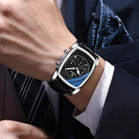 new multifunctional sports watch mens genuine leather rectangular waterproof luminous quartz watch