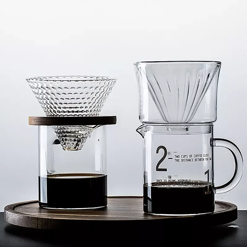 

2023New layer Coffee Filter Set V60 Glass Coffee Dripper 1-2 Cup Coffee Sharing Pot Brew Coffee Filter Funnel Reusable Coffee Ju