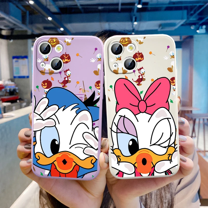 

Disney Cartoon Donald Duck For Apple iPhone 13 12 Mini 11 XS Pro Max SE 2020 X XR 8 7 6 Plus Liquid Silicone TPU Rope Phone Case