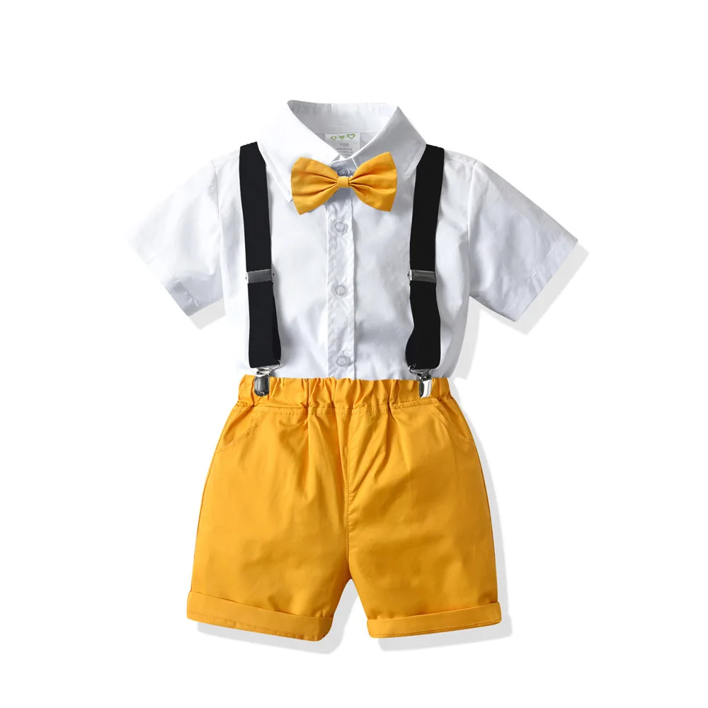 

Baby Boy Children Gentleman Outfit Clothes Kids 2pc Set Shirt Suspenders Summer Clothes Estival Clothing