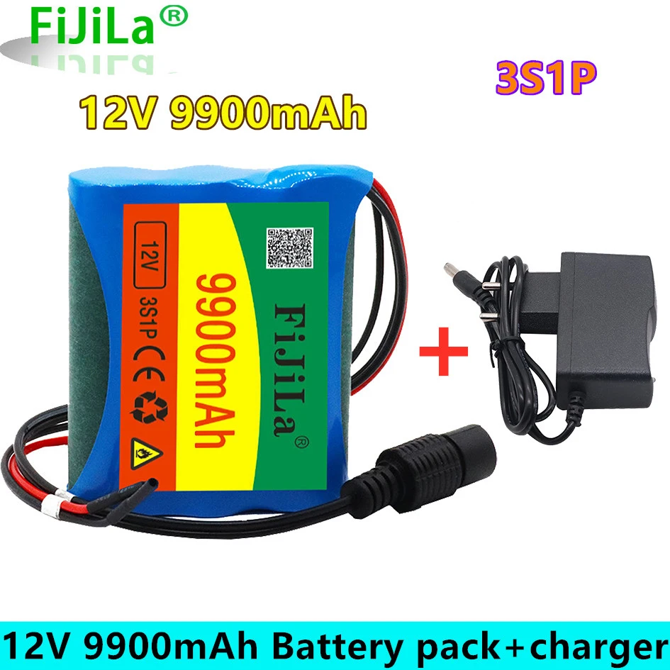 

100% neue 12 v 9900 mah 3 s1p batterie au lithium 18650 batterie au lithium pack schutz conseil wiederauf ladbare 1a chargeur