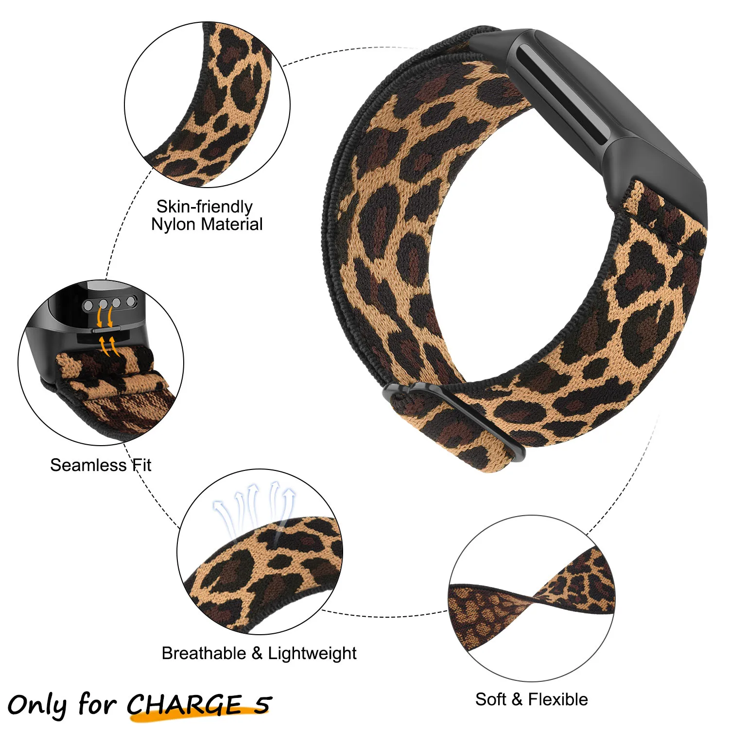 Elastic Bracelet Band for Fitbit Charge 5 Strap Sports Watchband Sport Wristband Replacement Strap for Fitbit Charge 5 Bands