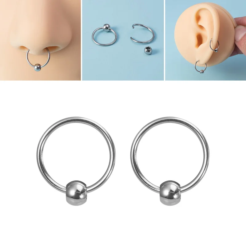 

10pcs Surgical Steel Captive Bead Nose Septum Ring Hoop Earring Cartilalge Ear Tragus Helix Daith BCR Lip Piercing Body Jewelry