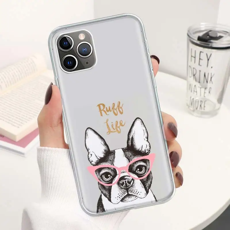 Чехол для телефона с рисунком в виде милой собаки iPhone 11 13 14 Pro Max 15 Ultra 12 Mini 7 Plus 8 + X XR