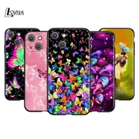 beautiful blue butterfly silicone cover for apple iphone 13 12 mini 11 pro xs max xr x 8 7 6s 6 plus 5s se black phone case