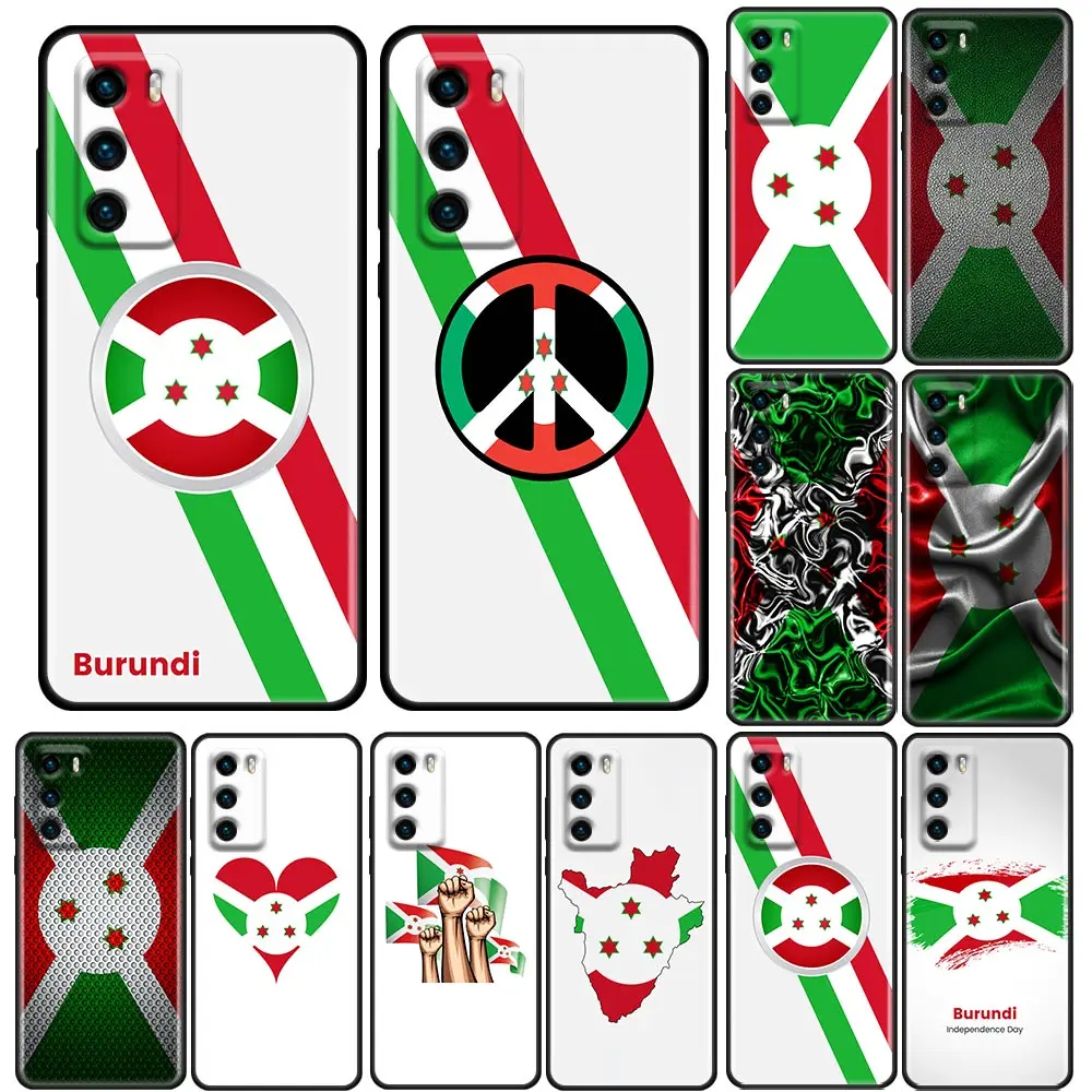 

P30Lite Silicone Case For Huawei P20 P30 P40 P10 Lite P50 Pro Plus P Smart 2019 Cases Soft Cover Burundi Flag Map Hand Ensign