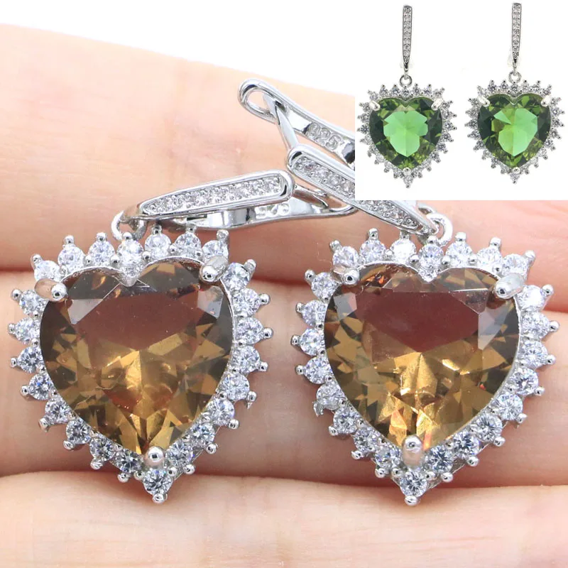 

37x19mm Gorgeous Big Heart 12.5g Color Changing Zultanite White CZ Women Wedding Silver Earrings