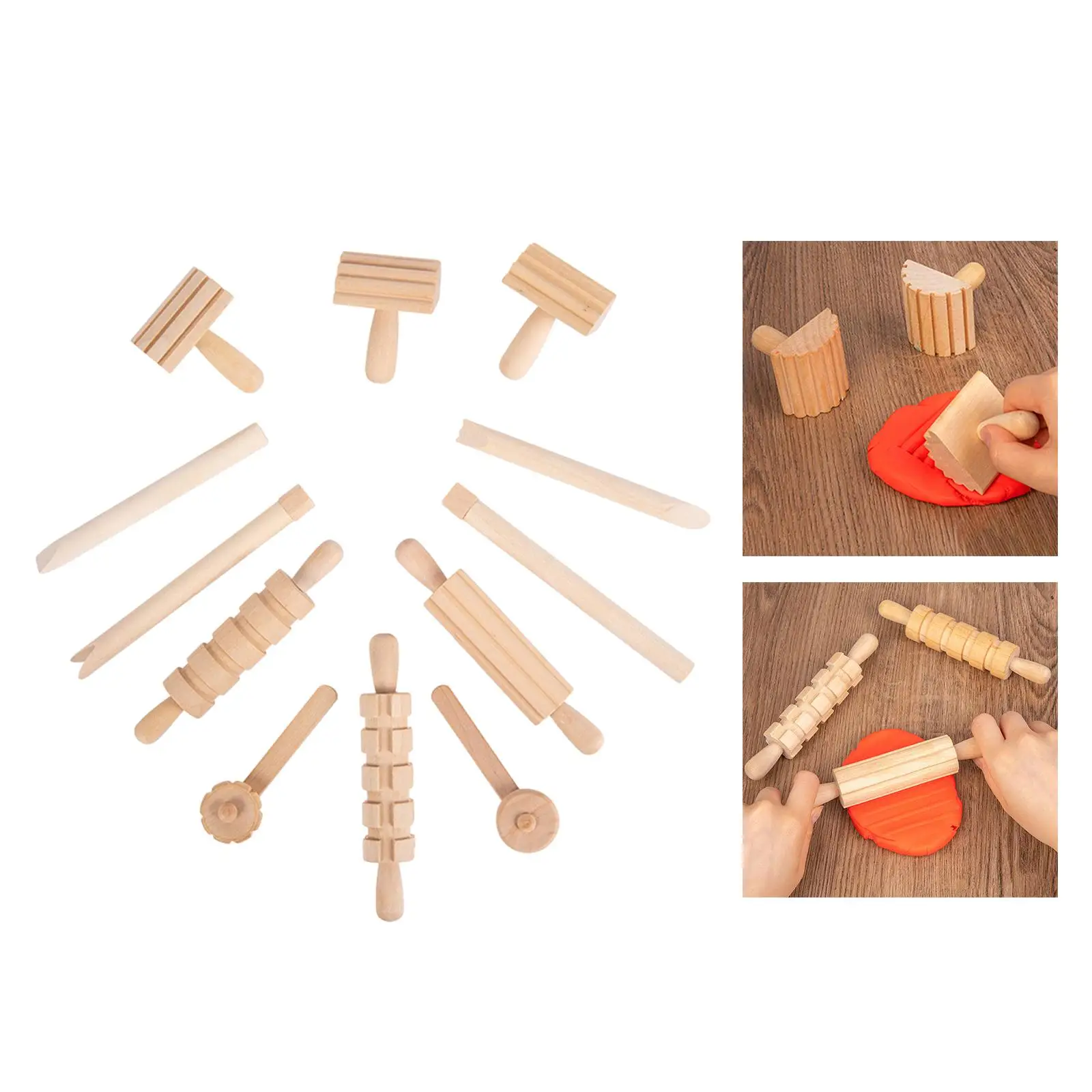 

Wooden Dough Tools Set 12Pcs s Supplies Art Clay for Birthday Gift