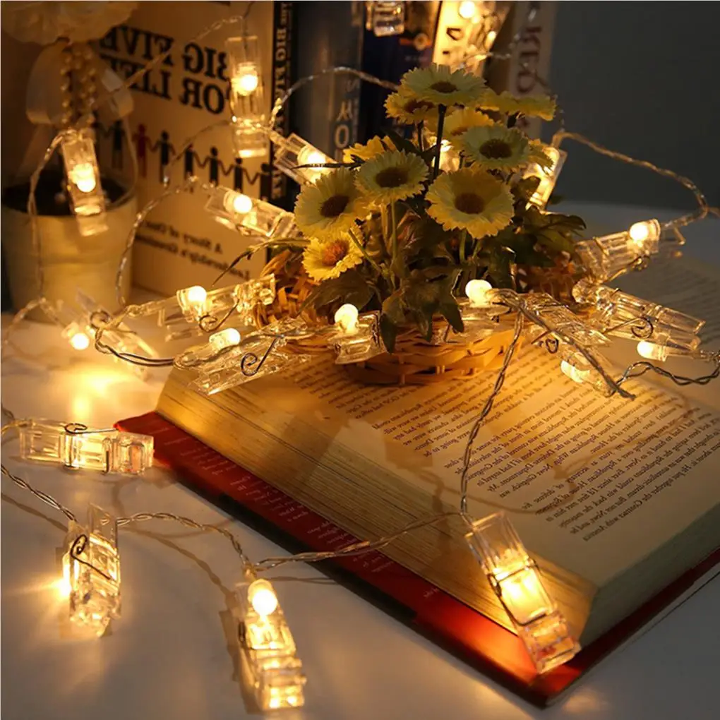 

10 20 LED Photo Clip LED String Lights Garlands Battery Fairy Holiday Lights DIY Decoration Custom for House Wedding Party