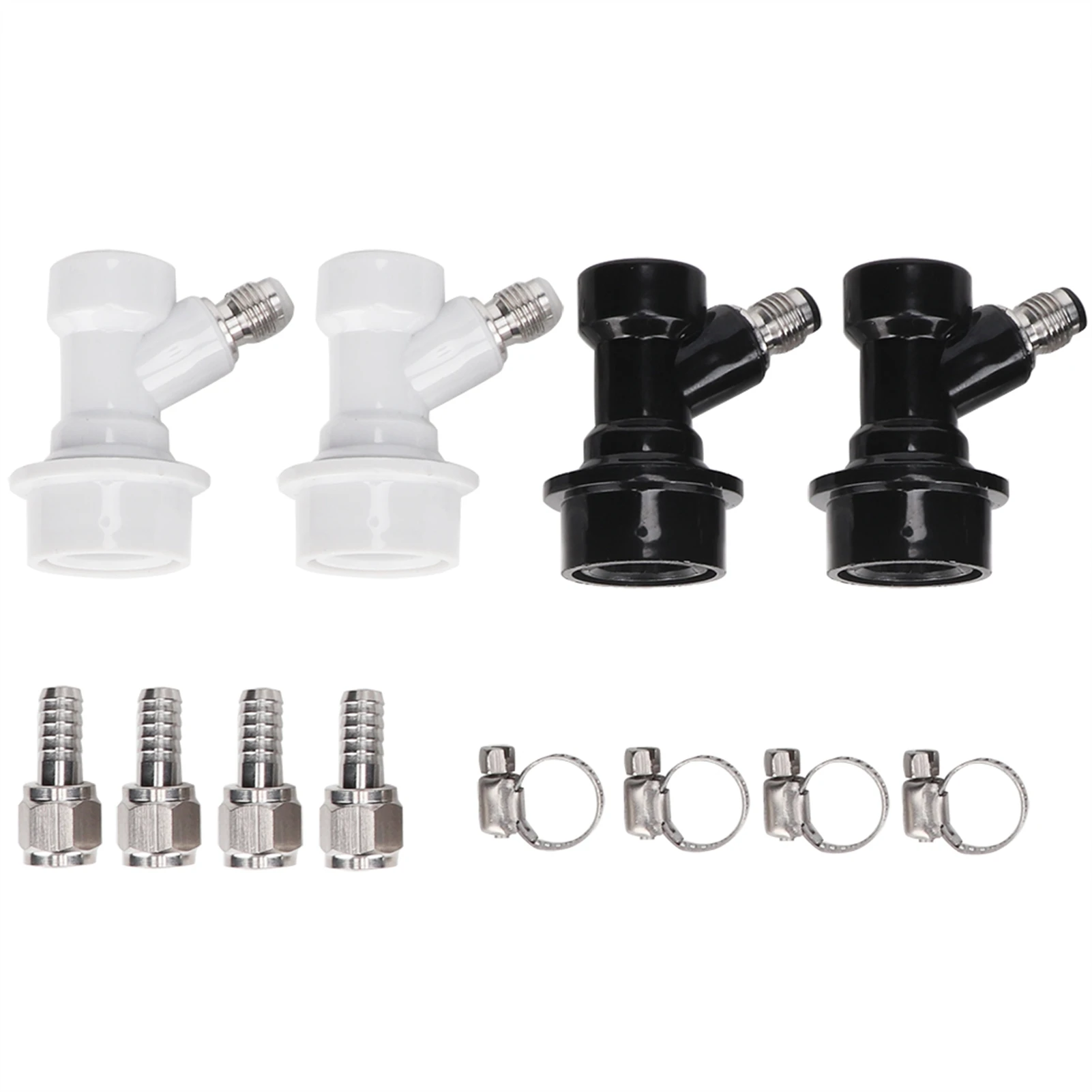 

4PCS Threaded Ball Lock Keg Fittings Plastic Connector with Adapter Clamp