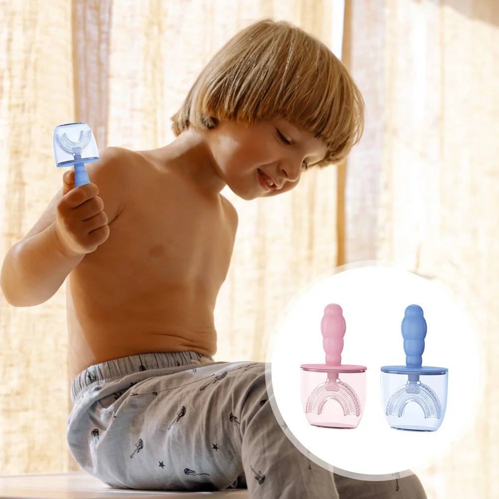 

2Pcs U Toothbrushes Household Kids Toothbrushes Small Silicone Toothbrushes