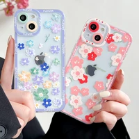 cute pink purple flowers phone case for iphone 13 12 11 pro max xr xs max 7 8 plus x se2020 soft lens protection cover