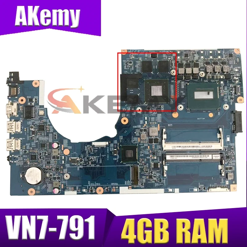 

Akemy laptop Motherboard For ACER Aspire VN7-791 i7-4710HQ Mainboard 14204-1 SR1PX N15P-GT-A2 With 4GB RAM DDR3