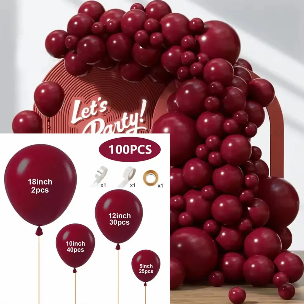 

Набор латексных шаров Dark Burgundy Red 5/10/12/18 дюймов