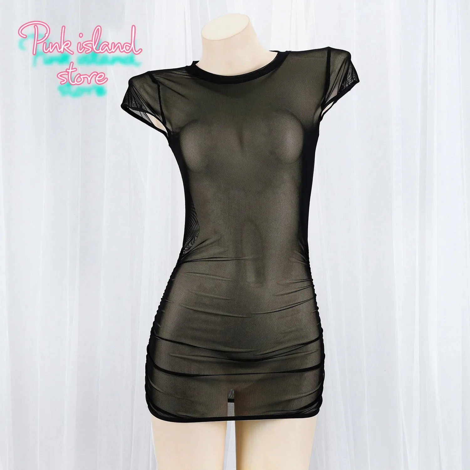 

Black Transparent Mesh Jumpsuit Sexy Ultra Short Dress Pajamas and Body Enhancing Underwear Erotiic Underwear Woman Costume