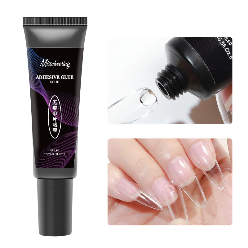 

15ml Nail Tips Gel Glue Clear Pink Black Technology Quickly Strong Adhesive False Nail Tips Exresnion Glue UV/LED Gel Lacquer