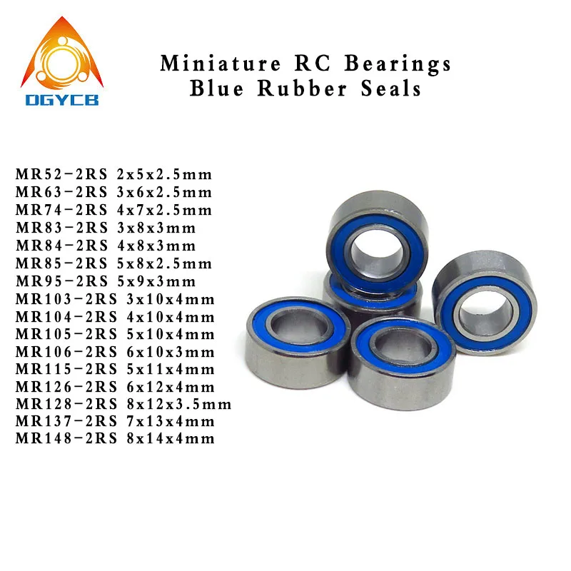 10pcs MR52 2RS 2x5x2.5 mm High quality MR Series Miniature Ball Bearings L520DD ABEC3 2 5 2.5 Blue Seals Model Bearings MR52RS