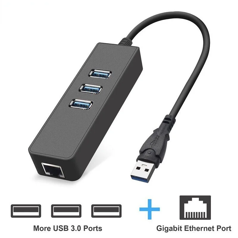 

USB 3.0 HUB To USB Ethernet RJ45 10/100 /1000Mbps for Chromebook,MacBook Pro PC Laptop Ethernet Adapter Network Card USB Lan Hub