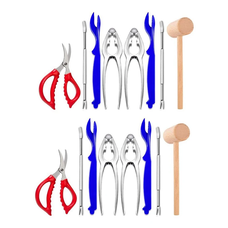 

16 Pcs Seafood Tools Set,Includes 4 Crab Crackers,4 Lobster Shells, 4 Crab Leg Forks,2 Crab Mallet And 2 Seafood Scissor