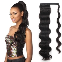 long synthetic body wave wrap around ponytail hairpiece for women natural black blonde fake pony tail clip in hair extensions