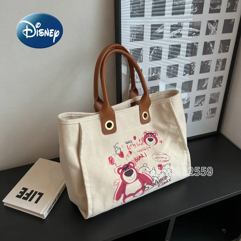Disney Strawberry Bear 2022 New Handbag Cartoon Women's Bag Fashion Trend Women's Handbag Large Capacity Travel Storage Bag