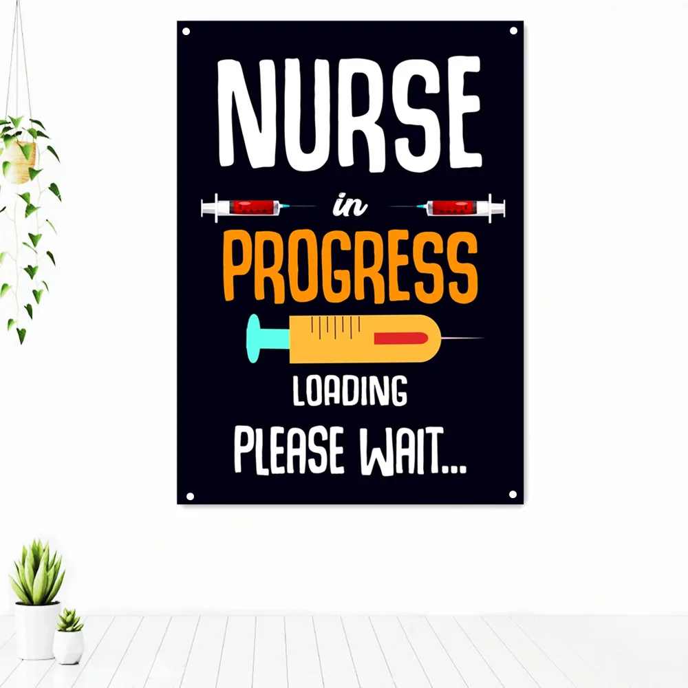 

NURSE IN PROGRESS LOADING PLEASE WAIT... Workout Motivational Poster Tapestry Wall Art Fitness Bodybuilding Exercise Banner Flag