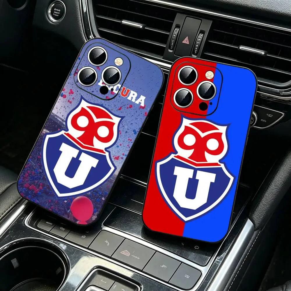 Фото Чехол для телефона C-Club U-Universidad de Chile для iPhone 11 12 13 14 15 16 17Pro, MAX, мягкий черный противоударный чехол №1