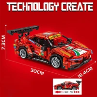technical building block super sport car 124 scale model ferra 488 racing pull back vehicle toy assemble brick for kids gifts