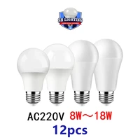 12pc factory promotion led bulb 220v 3w 18w e27 e14 high lumen flicker free for chandelier kitchen living room study