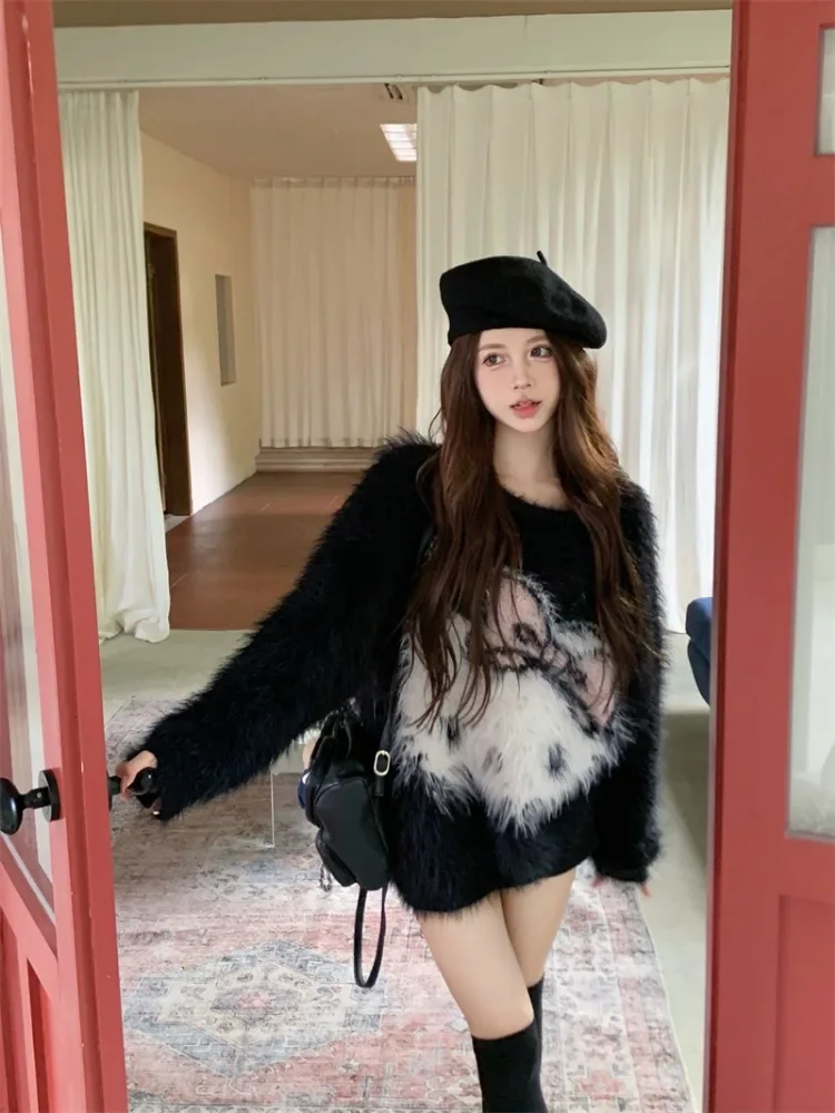 Японские свитера Kawaii Cat с круглым вырезом для ленивых женские осенние милые